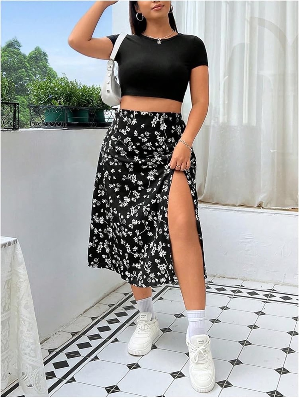 SOLY HUX Plus Size Floral High Waist A-Line Midi Skirt 2X | excellent condition